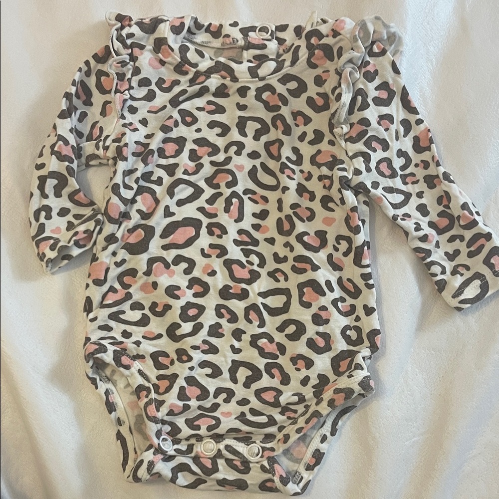 Angel Dear Pink and Black Leopard Bodysuit